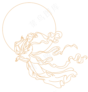嫦娥奔月描线