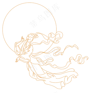 嫦娥奔月描线