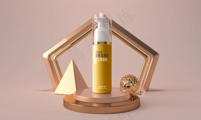 化妆品面部泡沫瓶3d渲染模型样机模板psd模版下载