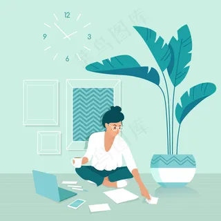 在家工作的自由职业女性