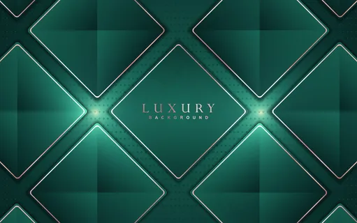 抽象豪华背景，绿色和玫瑰金元素装饰