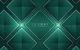 抽象豪华背景，绿色和玫瑰金元素装饰