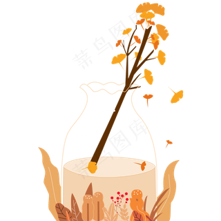创意秋分瓶子矢量图