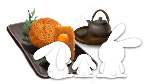 中秋节茶具月饼