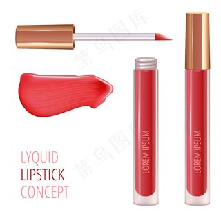 为嘴唇涂上逼真的乳霜涂抹，逼真的液体口红。