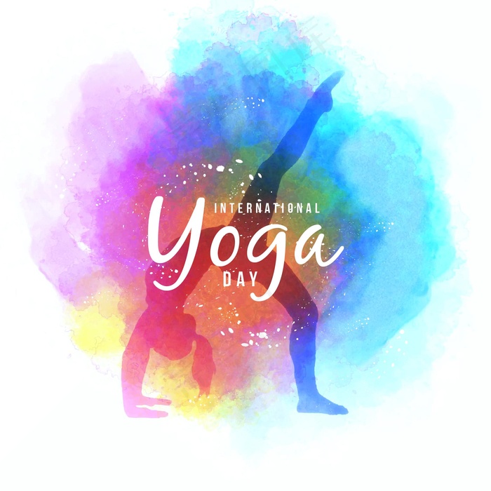 水彩国际瑜伽日背景