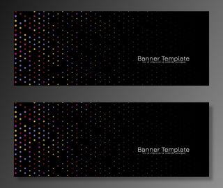 彩色半色调设计深色装饰横幅banner矢量