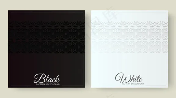 豪华黑白背景，带边框图案