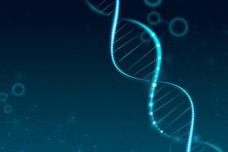 具有空白空间的蓝色未来派风格的 Dna 生物技术科学背景矢量