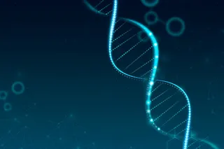 具有空白空间的蓝色未来派风格的 Dna 生物技术科学背景矢量
