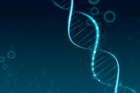 具有空白空间的蓝色未来派风格的 Dna 生物技术科学背景矢量 具有空白空间的蓝色未来派风格的 Dna 生物技术科学背景矢量