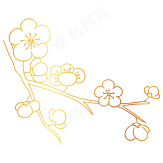 烫金梅花花卉素材