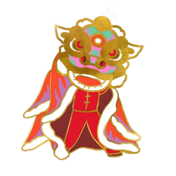 新年舞狮子剪纸(3000X3000(DPI:300))psd模版下载
