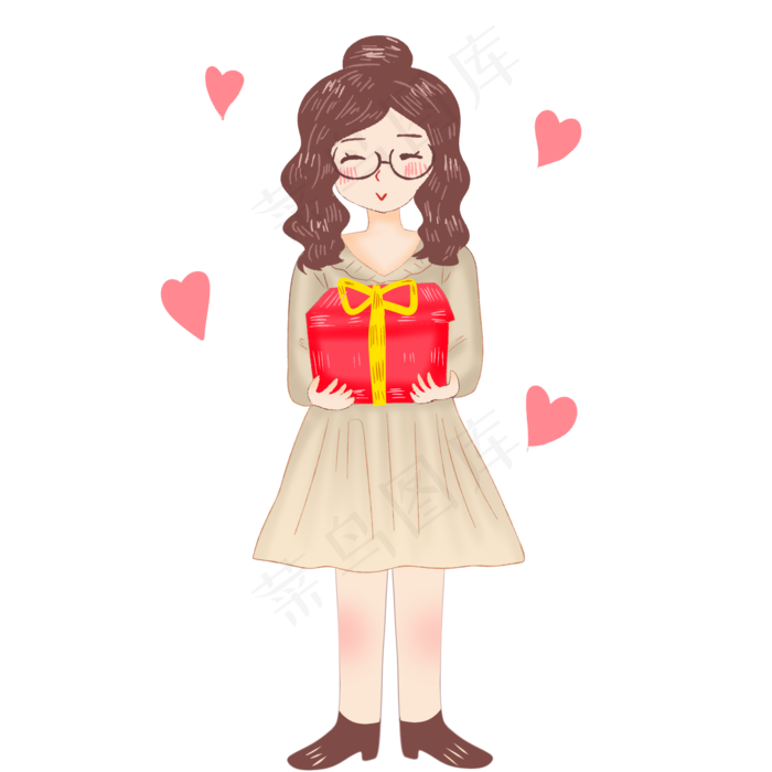 教师节手拿礼盒老师