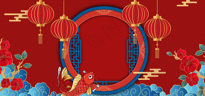 2021牛年新春喜庆中国风海报背景