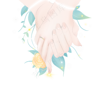 情侣牵手七夕节花瓣爱情