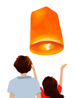 情侣背影祈福中元节