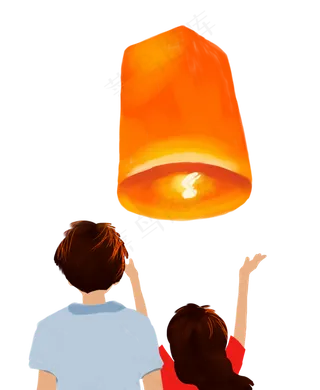 情侣背影祈福中元节