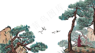 重阳登高水墨高山风景