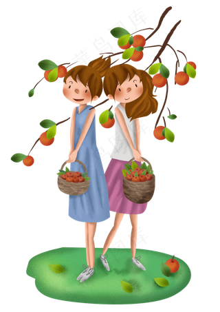 旅游秋季采摘苹果的女孩