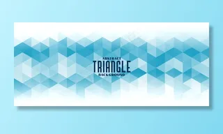 抽象蓝色三角形网格图案横幅banner