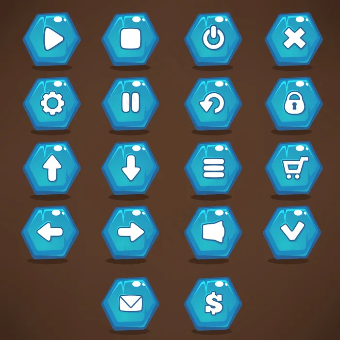 手机游戏的游戏界面按钮eps,ai矢量模版下载