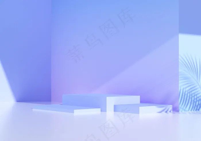抽象的讲台背景，产品展示工作室的模型样机。三维渲染插图。
