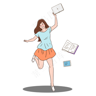 国庆节学生放长假开心跳起