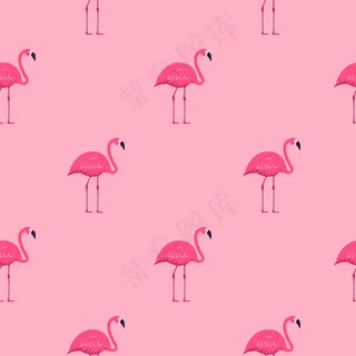 粉红火烈鸟无缝图案背景。插图