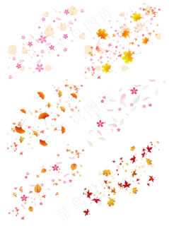 漂浮树叶花瓣植物叶子装饰樱花银