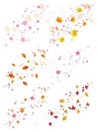 漂浮树叶花瓣植物叶子装饰樱花银