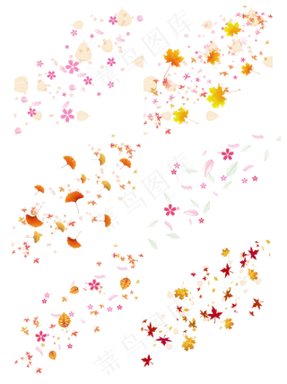 漂浮树叶花瓣植物叶子装饰樱花银