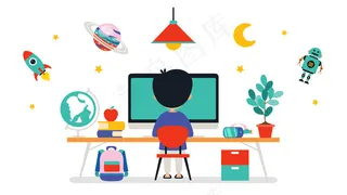 计算机技术用于教育和商业的概念