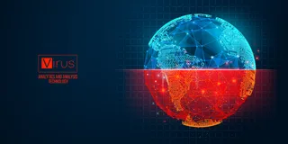 新型冠状病毒，在蓝色背景下由国家传播。世界。