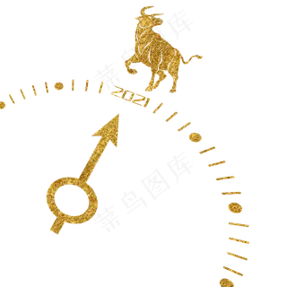 创意金色牛年2021时钟装饰
