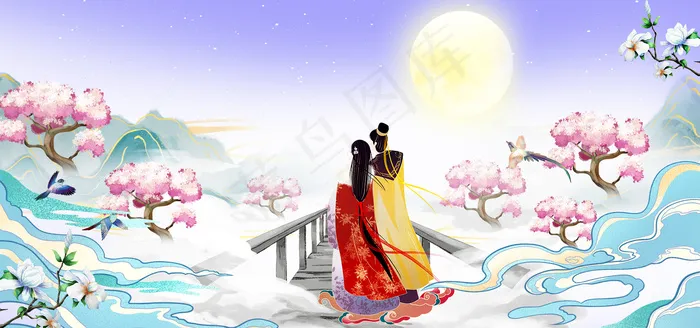 七夕唯美清新banner(1920*900px 	       )psd模版下载
