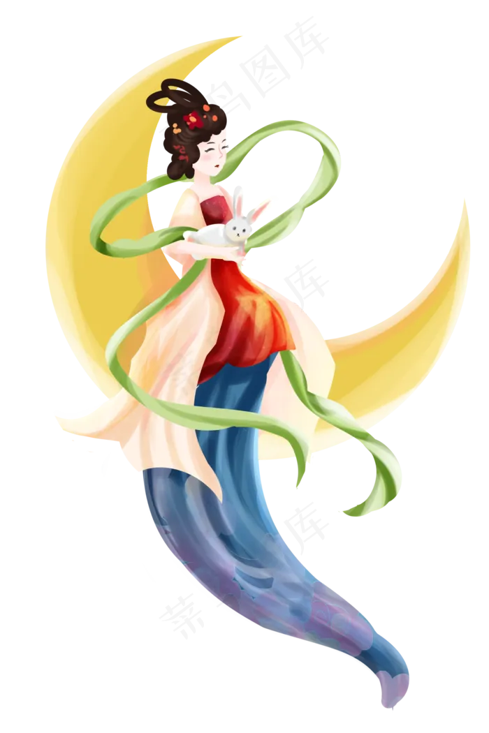 手绘古代嫦娥(2000X3000(DPI:300))psd模版下载