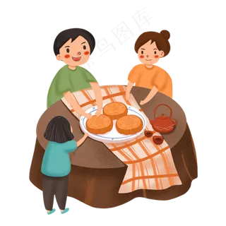 中秋节卡通赏月人物