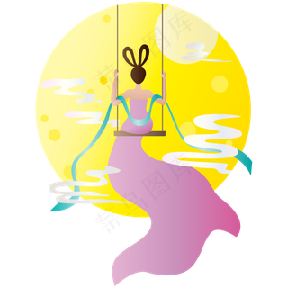 中秋嫦娥奔月荡秋千