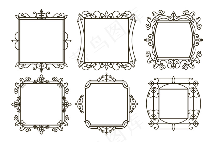 复古装饰框系列eps,ai矢量模版下载