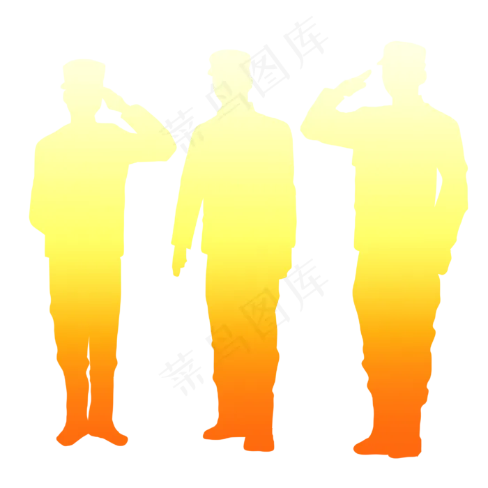 国庆节敬礼军人剪影(3000X3000(DPI:299))psd模版下载
