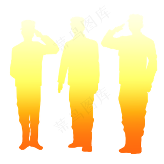 国庆节敬礼军人剪影