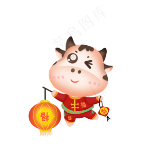 新年灯笼烟花年味牛