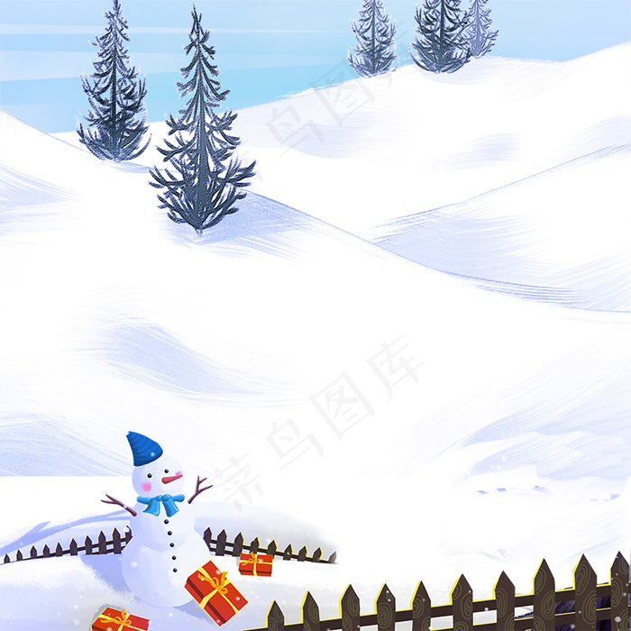 冬天雪地雪人冬装PSD分层主图