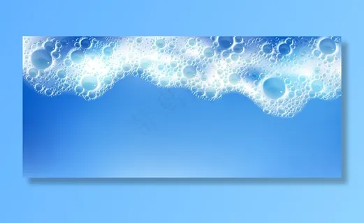 带气泡的清洁泡沫、白色泡沫框水平边界、泡沫质地、液体肥皂或洗发水泡沫 带气泡的清洁泡沫、白色泡沫框水平边界、泡沫质地、液体肥皂或洗发水泡沫