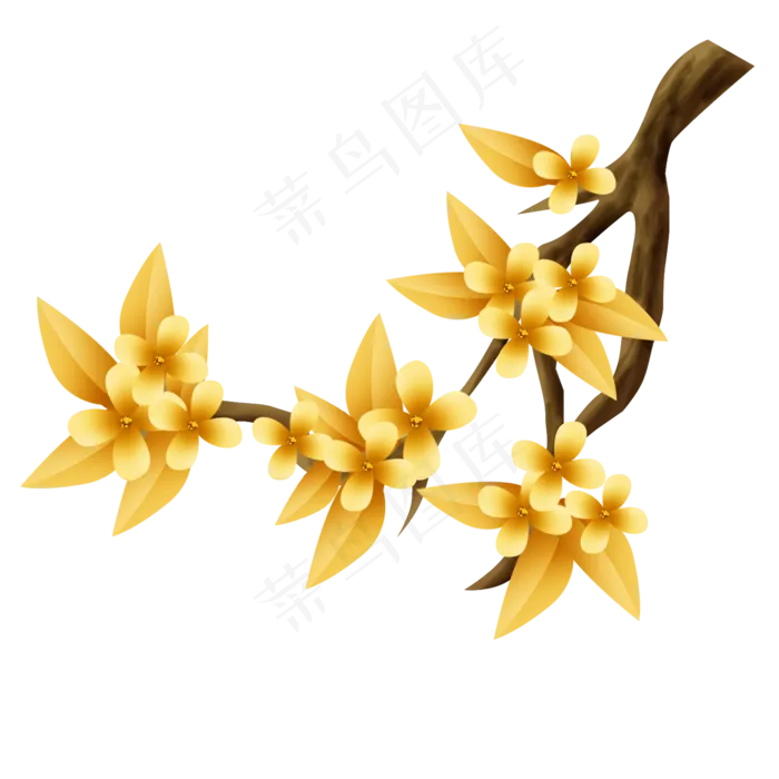 中秋节立体金色桂花(2000X2000(DPI:299))psd模版下载