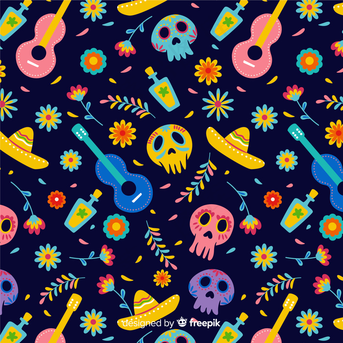 手绘dia de muertos图案
