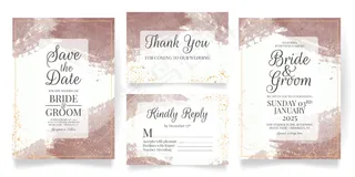 水彩背景婚礼请柬套装模板