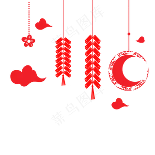 手绘鞭炮新年挂饰