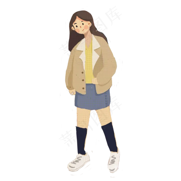 卡通秋天可爱少女免扣素材(2000X2000(DPI:300))psd模版下载